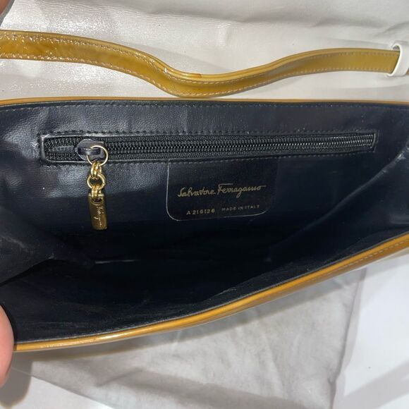Salvatore Ferragamo Gray and Gold Patent Leather Women's Bag - Picture 7 of 9